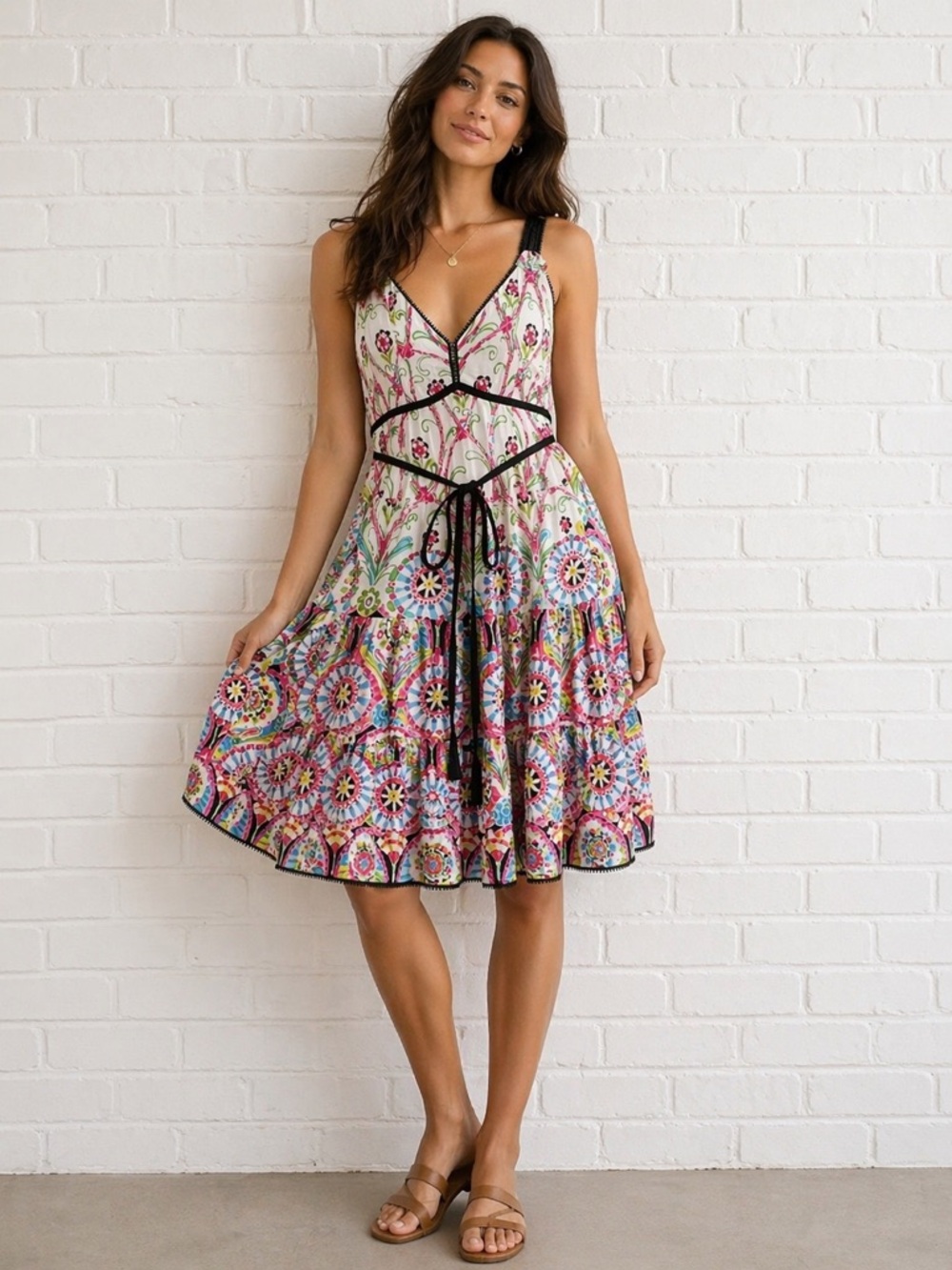 Vintage y2k Nanette Lepore Babydoll Floral Dress, Fit & Flare Silk Cotton, 4
